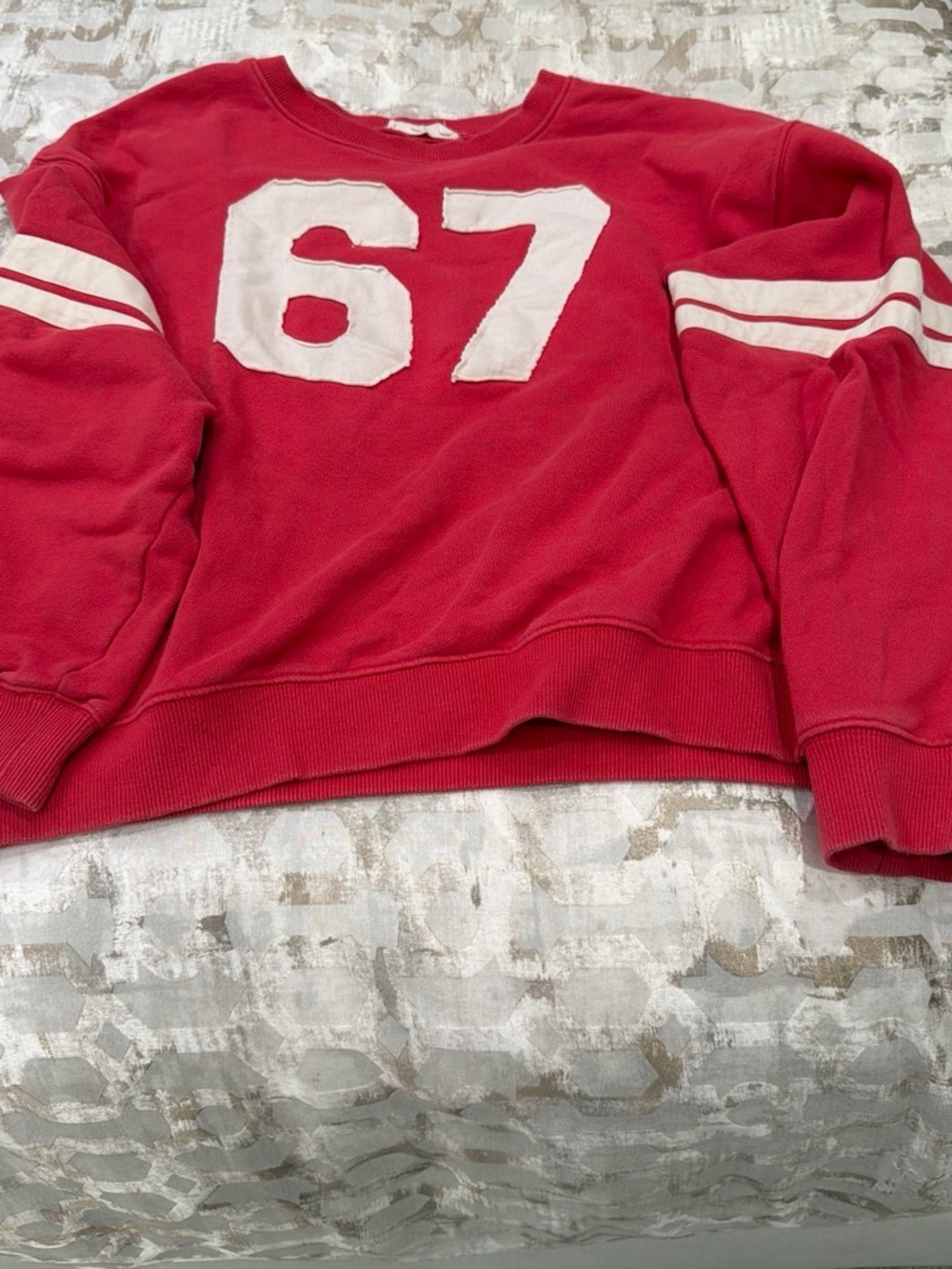 By Together Red Crewneck Sweatshirt with White 67 in a Varsity look